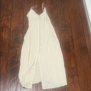 Light Cream Button-Front Maxi Sundress
